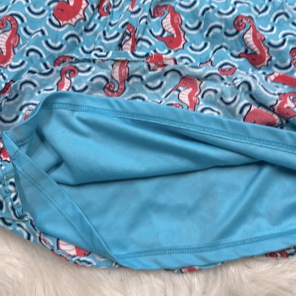 Girls Blue and Red Seahorse Print Top size large - Picture 6 of 6